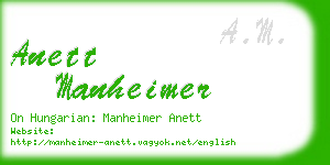 anett manheimer business card